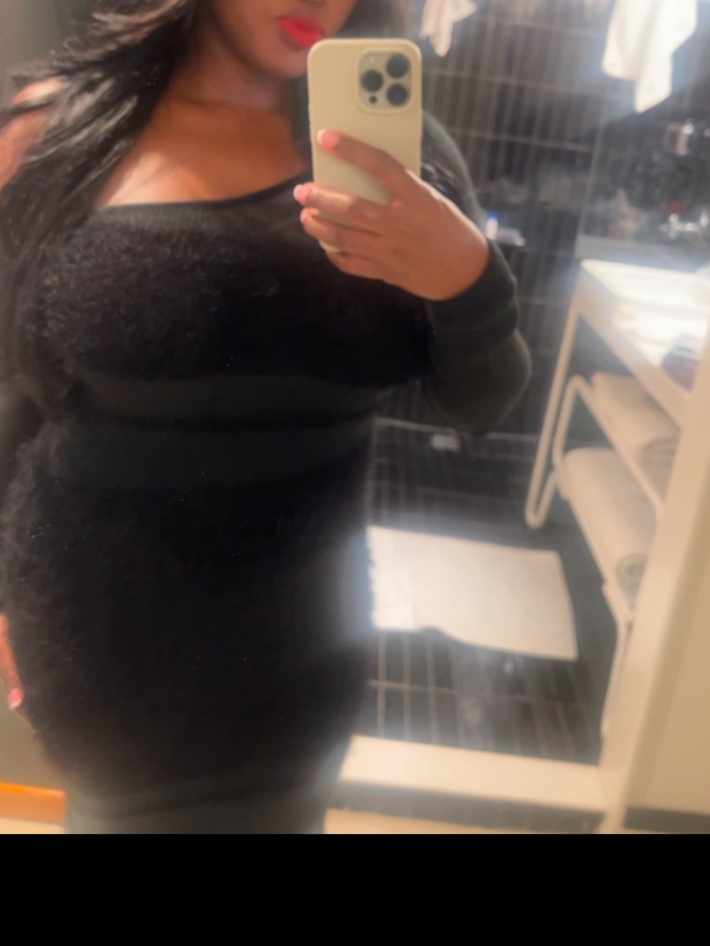 Maniere De Voir Black Fuzzy Maxi Dress